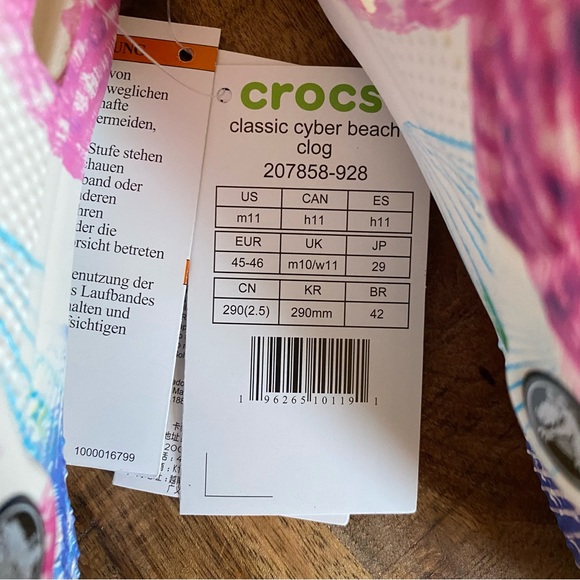 Crocs Classic Cyber Beach Clog Men's 11 White Tie Dye Multi Color Splatter NWT - Picture 8 of 11